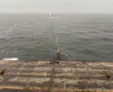 Ferry boat em deslocamento pelo Oceano Atlântico até Navegantes/SC