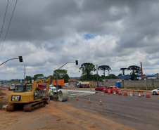 Obras do novo viaduto do Bradesco, em São José dos Pinhais