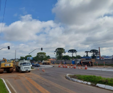 Obras do novo viaduto do Bradesco, em São José dos Pinhais