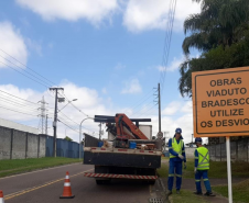 Obras do novo viaduto do Bradesco, em São José dos Pinhais