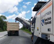 Serviços da obra de whitetopping na PRC-280