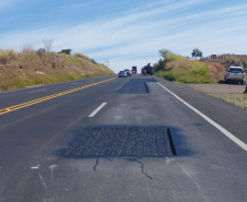 PR-444 km 29+700 Remendo - Pintura de ligação após fresagem