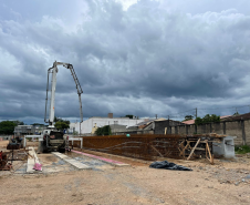 Canteiro de obras do novo viaduto da BR-376 em São José dos Pinhais