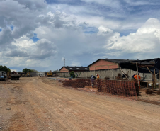 Canteiro de obras do novo viaduto da BR-376 em São José dos Pinhais