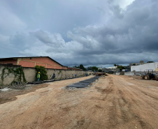Canteiro de obras do novo viaduto da BR-376 em São José dos Pinhais
