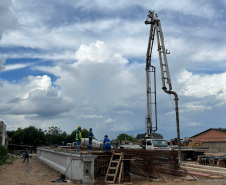 Canteiro de obras do novo viaduto da BR-376 em São José dos Pinhais