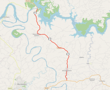 Mapa da PR-475 entre Usina Salto Osório e São Jorge d'Oeste