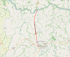 Mapa da PR-486 entre Assis Chateaubriand e o Rio Piquiri