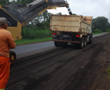 Serviços de conservação na PR-497 entre Missal e São Miguel do Iguaçu