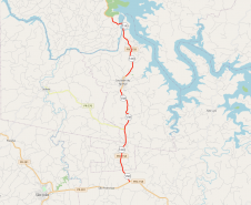Mapa indicando o trecho da PRC-158 em Saudade do Iguaçu