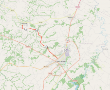 Mapa indicando trecho da PR-558 entre Campo Mourão e Araruna