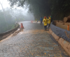 Estrada da Graciosa, limpeza e reparos sendo concluídos