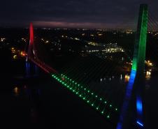 Teste da iluminação cênica da Ponte da Integração Brasil - Paraguai