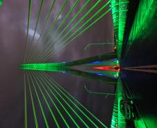 Teste da iluminação cênica da Ponte da Integração Brasil - Paraguai