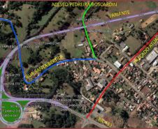 Mapa indicando o traçado da obra