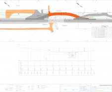 Folha do projeto de substituição do bueiro em Campo Mourão, indicando o desvio provisório