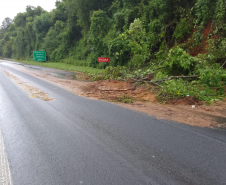 PR-151 em Piraí do Sul, queda de barreira