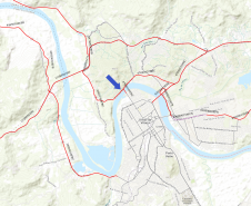 Mapa indicando o local do bloqueio