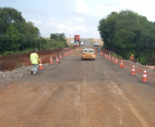 PR-540 em Entre Rios, sendo liberada para o tráfego