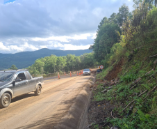 PR-170 em Pinhão, na Curva da Ferradura, travessia pelo acostamento