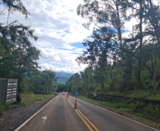 PR-170 em Pinhão, na Curva da Ferradura, travessia pelo acostamento