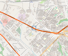 Mapa indicando o local da obra de implantação do viaduto da PUC