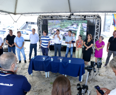 Cerimônia de assinatura da ordem de serviço do contorno municipal de Praia de Leste