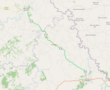 Mapa indicando trecho da PR-151 entre Sengés e São José da Boa Vista