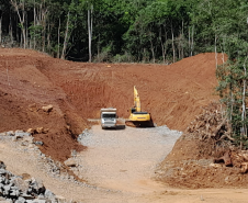 Serviços da obra emergencial da PR-170 em Pinhão