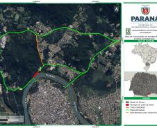 Mapa indicando rotas alternativas à PRC-476