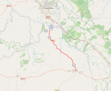 Mapa indicando trecho da PR-151 contemplado na obra de restauração e ampliação da capacidade