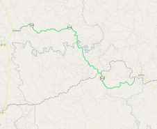 Mapa indicando trecho da PR-364 atendido entre Goioxim e Marquinho