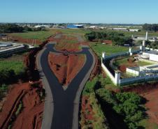 Obras da nova Perimetral Leste de Foz do Iguaçu - rotatória alongada