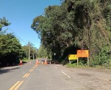 PRC-476 em União da Vitória, trecho de obra de estabilização e contenção de talude