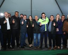 Evento de lançamento dos serviços de Pavimentação entre Ramilândia e São Roque, distrito de Santa Helena