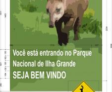 Painel educativo do Parque Ilha Grande