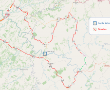 Mapa indicando a ponte e sugestões de desvios