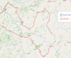 Mapa indicando a ponte e desvios