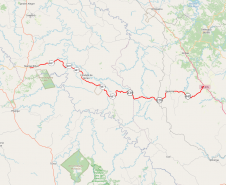 Mapa indicando trechos atendidos entre Manoel Ribas e Reserva