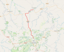 Mapa indicando trechos da PR-180 e PR-281 entre Francisco Beltrão e Dois Vizinhos