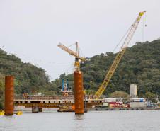 Obras da ponte de Guaratuba em outubro de 2024