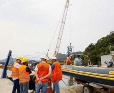 Obras da ponte de Guaratuba em outubro de 2024