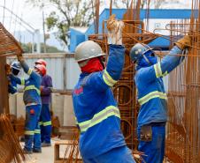Obras da ponte de Guaratuba em outubro de 2024