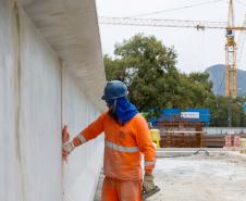 Obras da ponte de Guaratuba em outubro de 2024