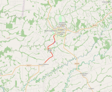 Mapa indicando trecho da PR-180 em obras