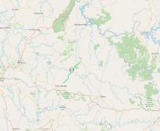 Mapa destacando trecho da PR-459 entre Clevelândia e Mangueirinha