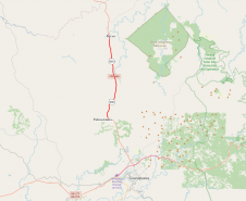 Mapa indicando trecho da PRC-466 entre Turvo e Palmeirinha