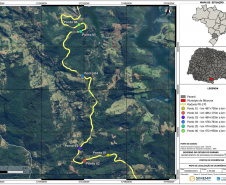 Mapa indicando os danos na PR-170