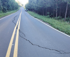 PR-170 em Bituruna - trechos danificados pelas chuvas