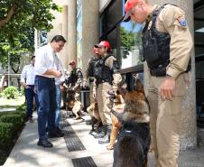 Entrega de viaturas e cães policiais para o BPRv